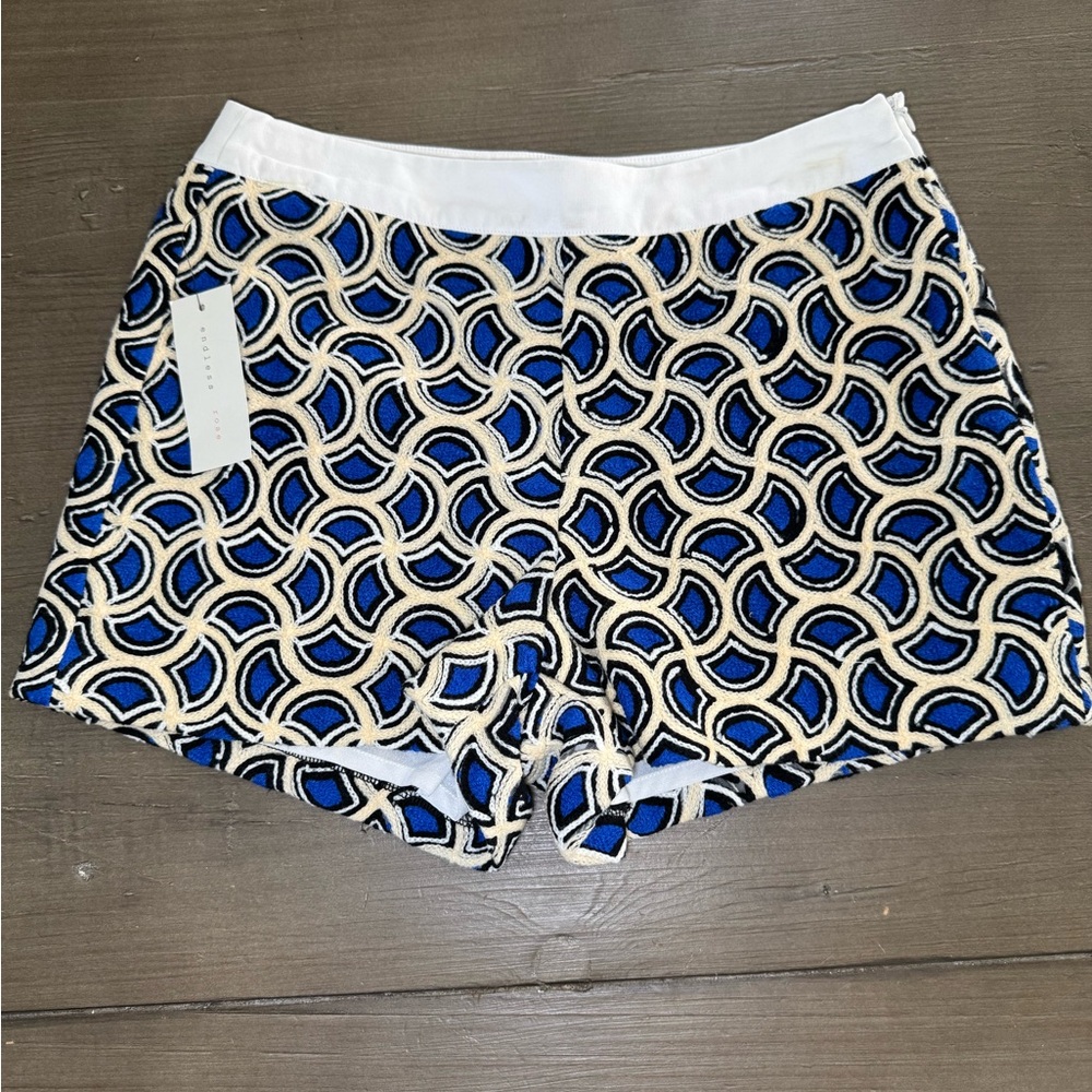 Endless Rose Blue and White Patterned Shorts New with tag